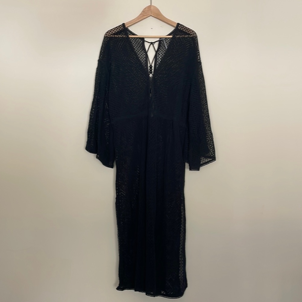 Anthropologie The Brea Swimsuit Cover Up Dress - Black Lace (Size S)